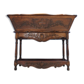 French Louis XV sideboard in carved walnut petrin dough box from provence