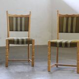 Danish modern brutalist oak dining chairs by Henning Kjærnulf, 1960s, set of 6