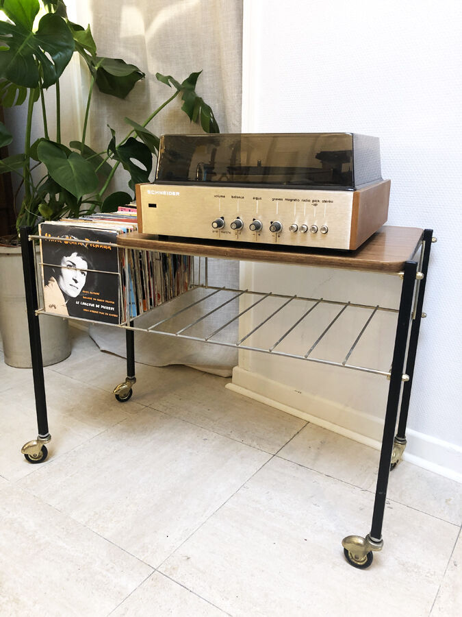 Vinyl door table with wheels, 1970