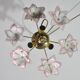 Set of 3 Charming Murano Vintage Ceiling Light Pink Flowers, 1970s