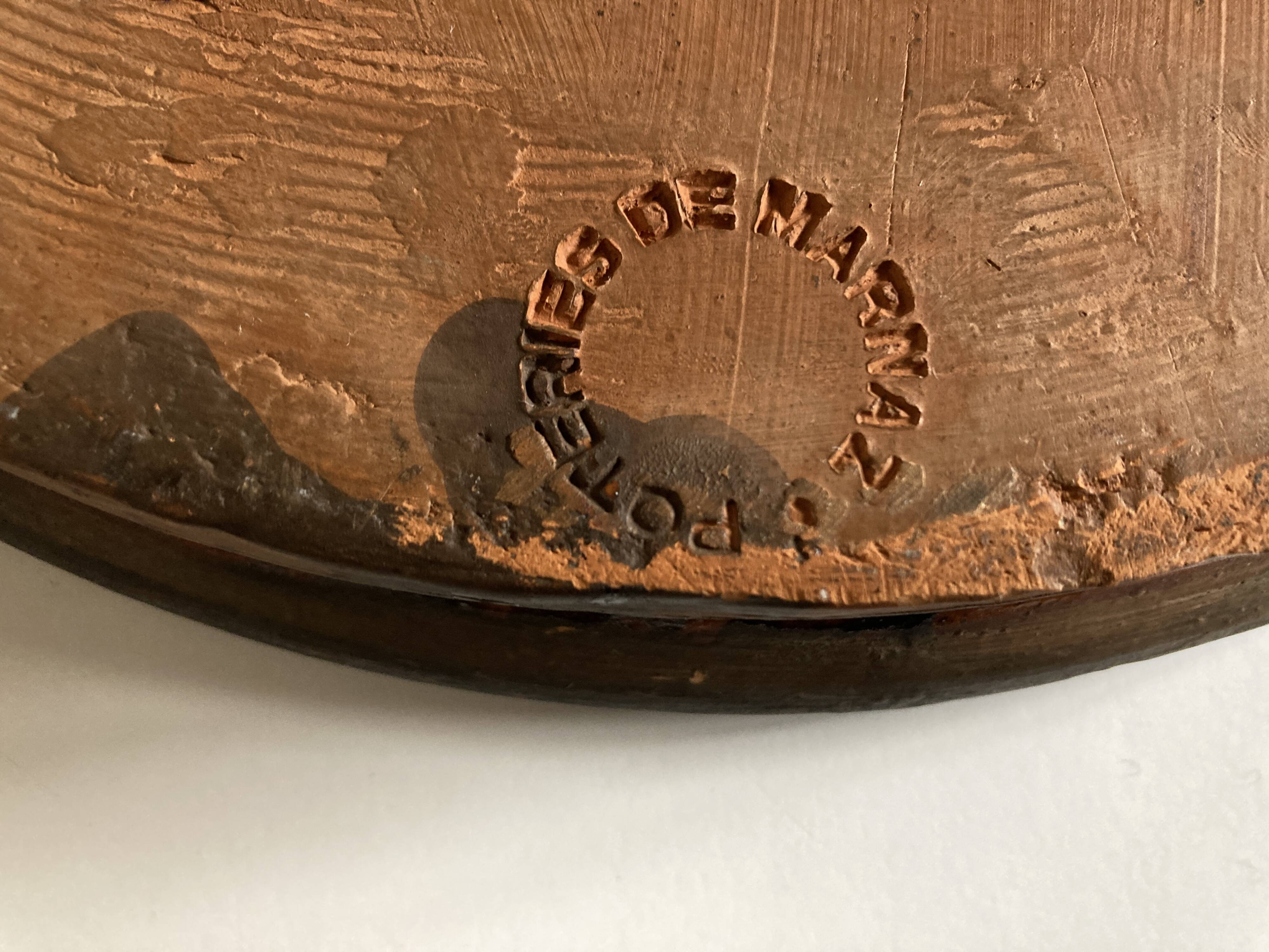 XXL empty target pocket dish in glazed earthenware from Marnaz 1950