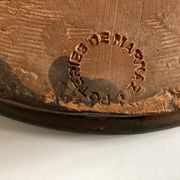 Plat vide poche cible XXL en terre vernissée de Marnaz 1950