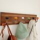 Vintage wall coat rack 60 cm – 6 metal hooks and ceramic knobs