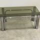 Table basse inox et verre fumé design 1970/80