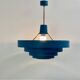 Vintage 1960s Metal Pendant Light - Blue Design