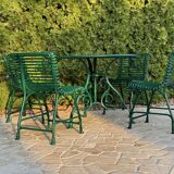 Garden furniture - 4 Arras chairs, 1 Arras round table - Dark green