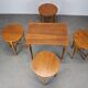 Restored mid-century folding table and stools by Poul Hundevad, Denmark, 1960s