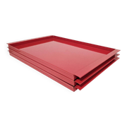 Vintage Italian Red Metal Trays / Mid-Century Modern Decorative Servin