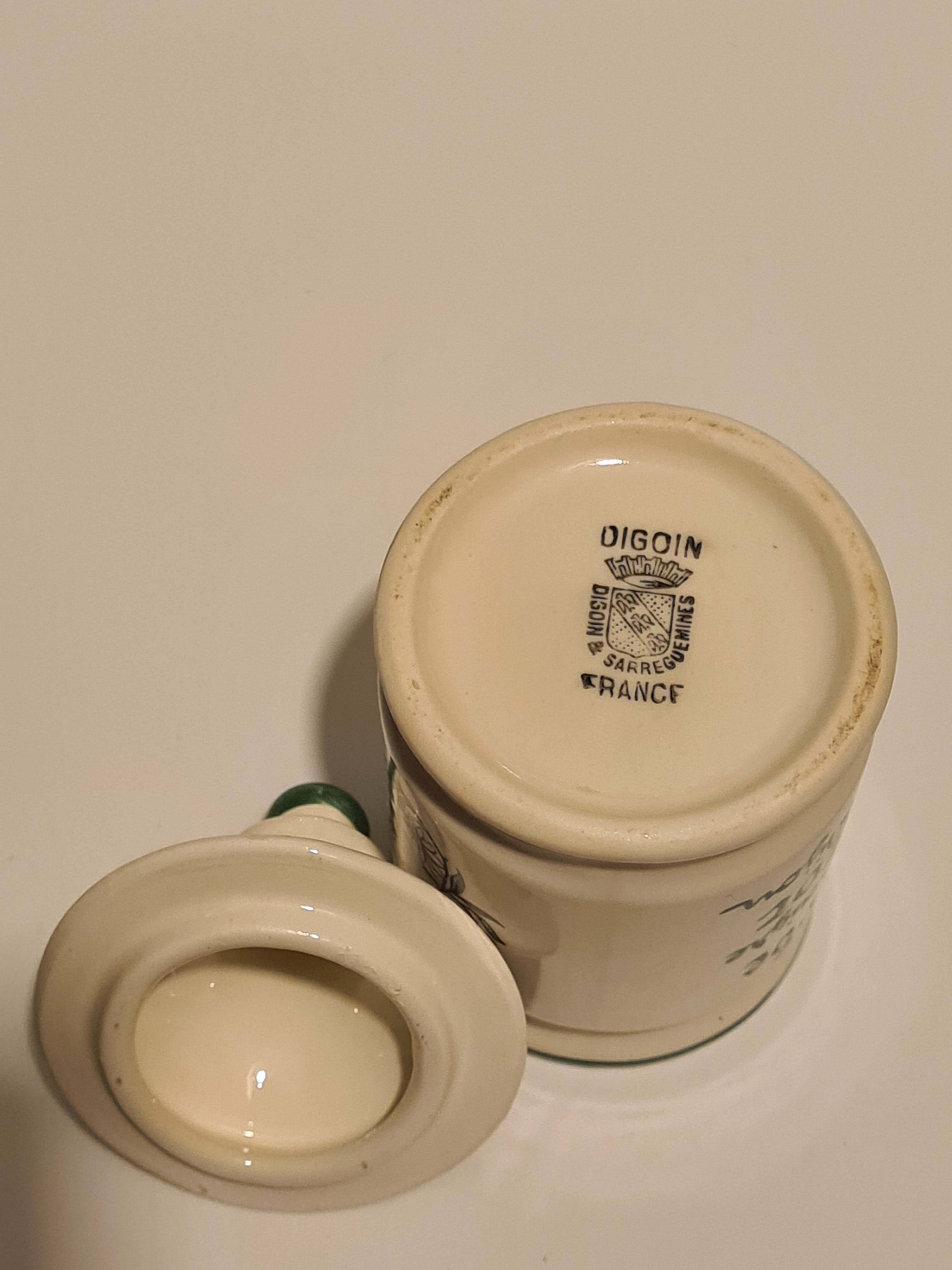 Pot mustard Parizot faience Digoin Sarguemine floral décor