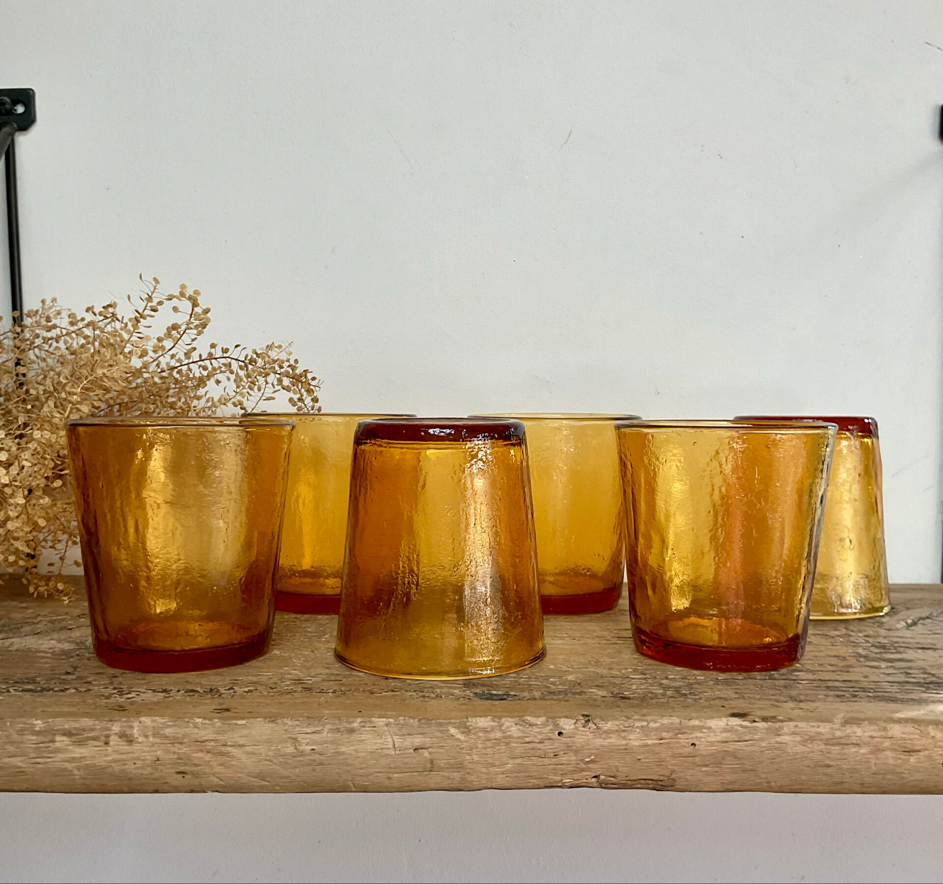 6 amber glasses Sierra vintage