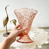 Vintage Art Deco style pink glass vase