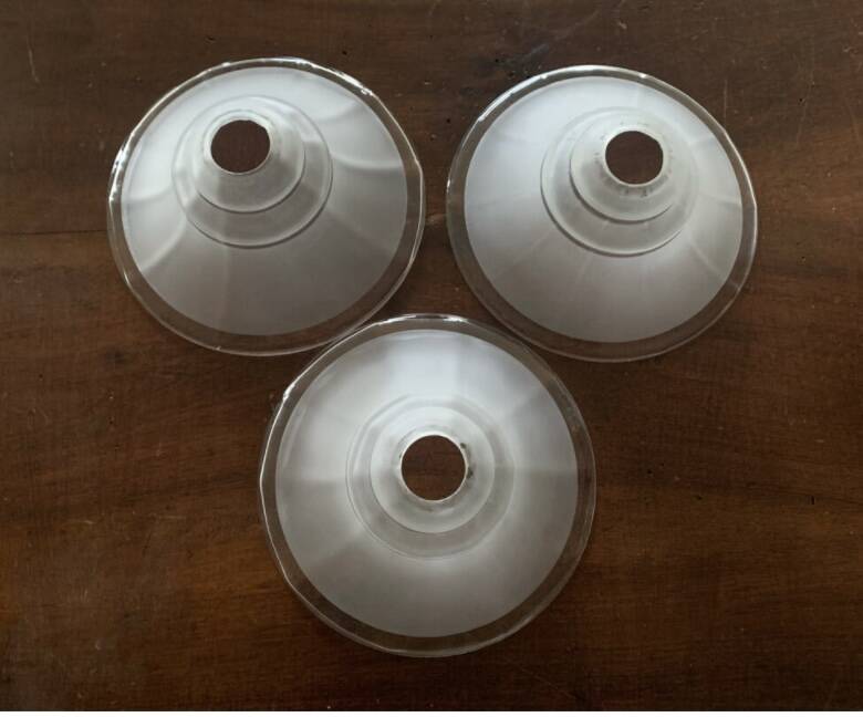 Three glass lampshades