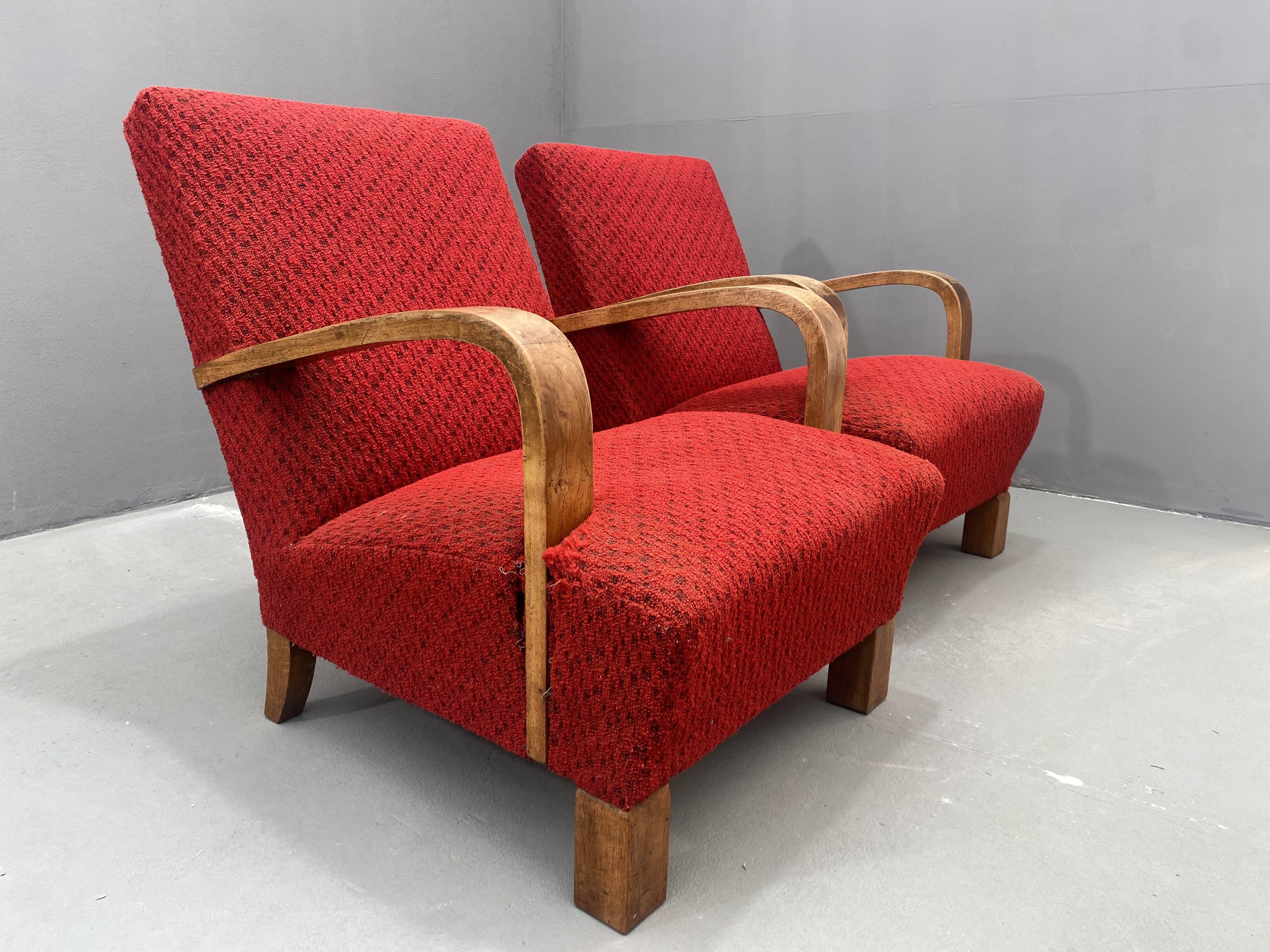 Paire de fauteuils ART DÉCO en bois courbé, années 1930
