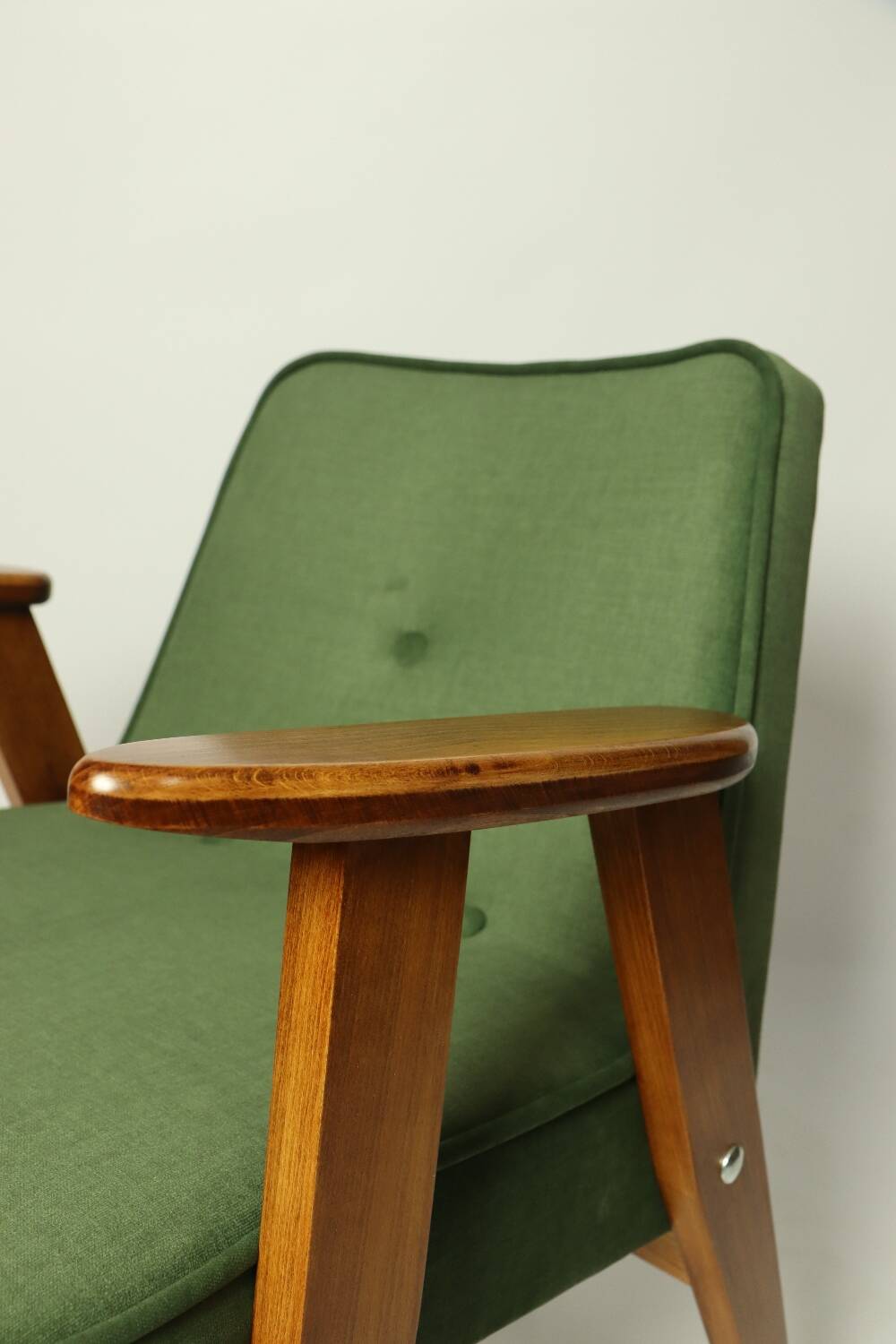 Fauteuil vintage en velours d'herbe verte chaise en bois salon