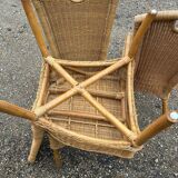 3 rattan and bamboo chairs