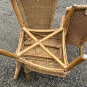 3 rattan and bamboo chairs