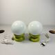Lot of 2 Oval Table Lamps Wood Space Age Vintage 70s Italy