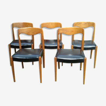 Set de 5 chaises scandinave en teck années 60