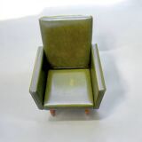 Vintage children's armchair in green skai