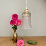 Vintage tulip suspension in frosted glass