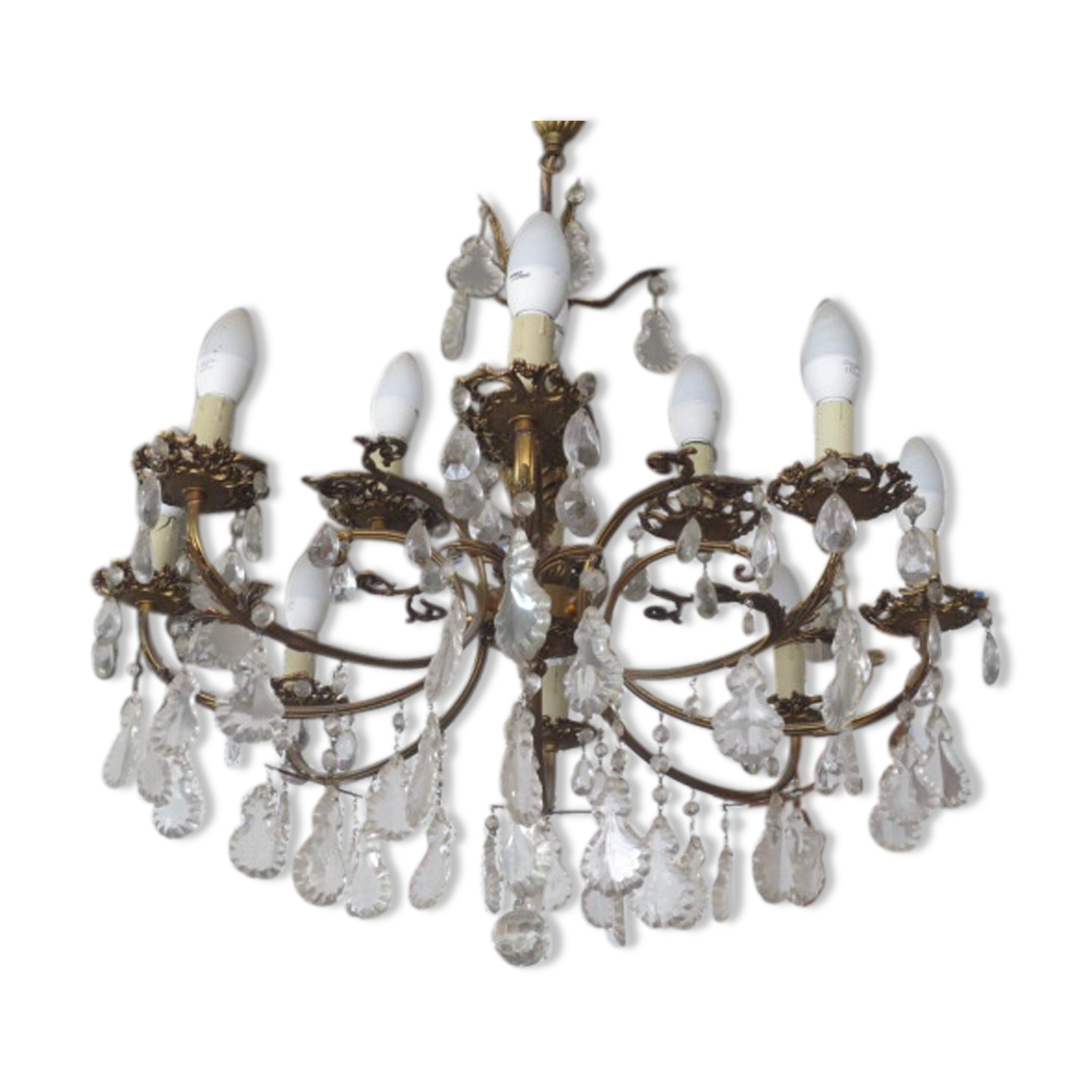 Lustre en bronze à pampilles