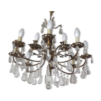 Lustre en bronze à pampilles