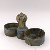 Glazed stoneware salt cellar signed Jean Maubrou.