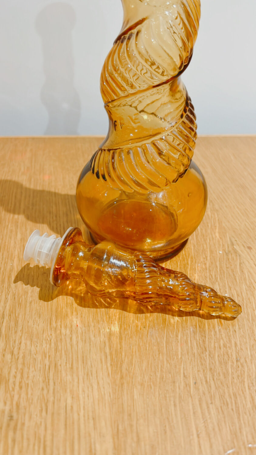 Carafe bottle polished yellow vintage