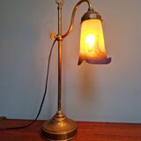 Art Deco brass and glass desk lamp signed "Frères Muller", 1920s