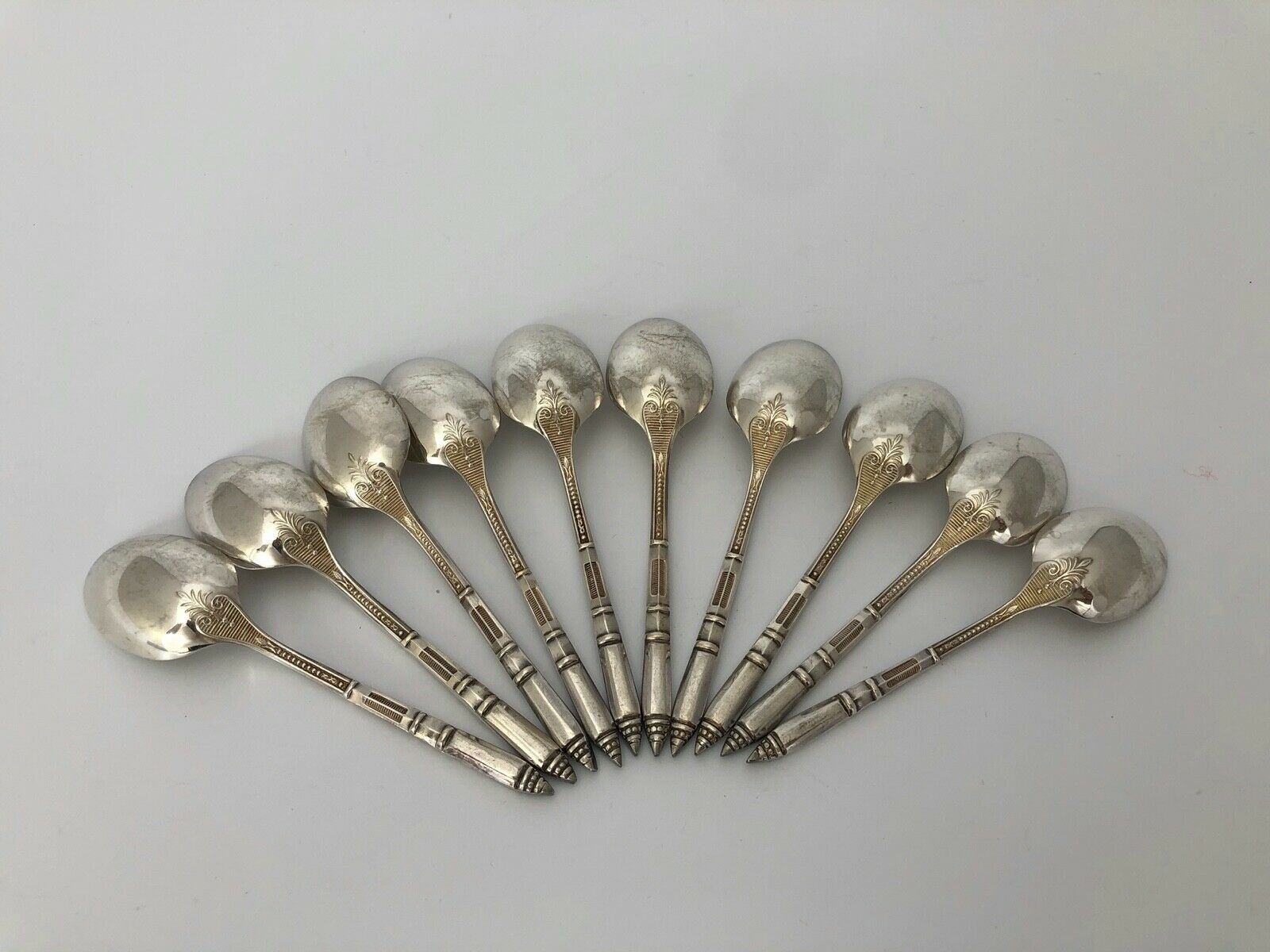 Box set 10 spoons a moka ercuis metal argente louis xvi bamboo baguette