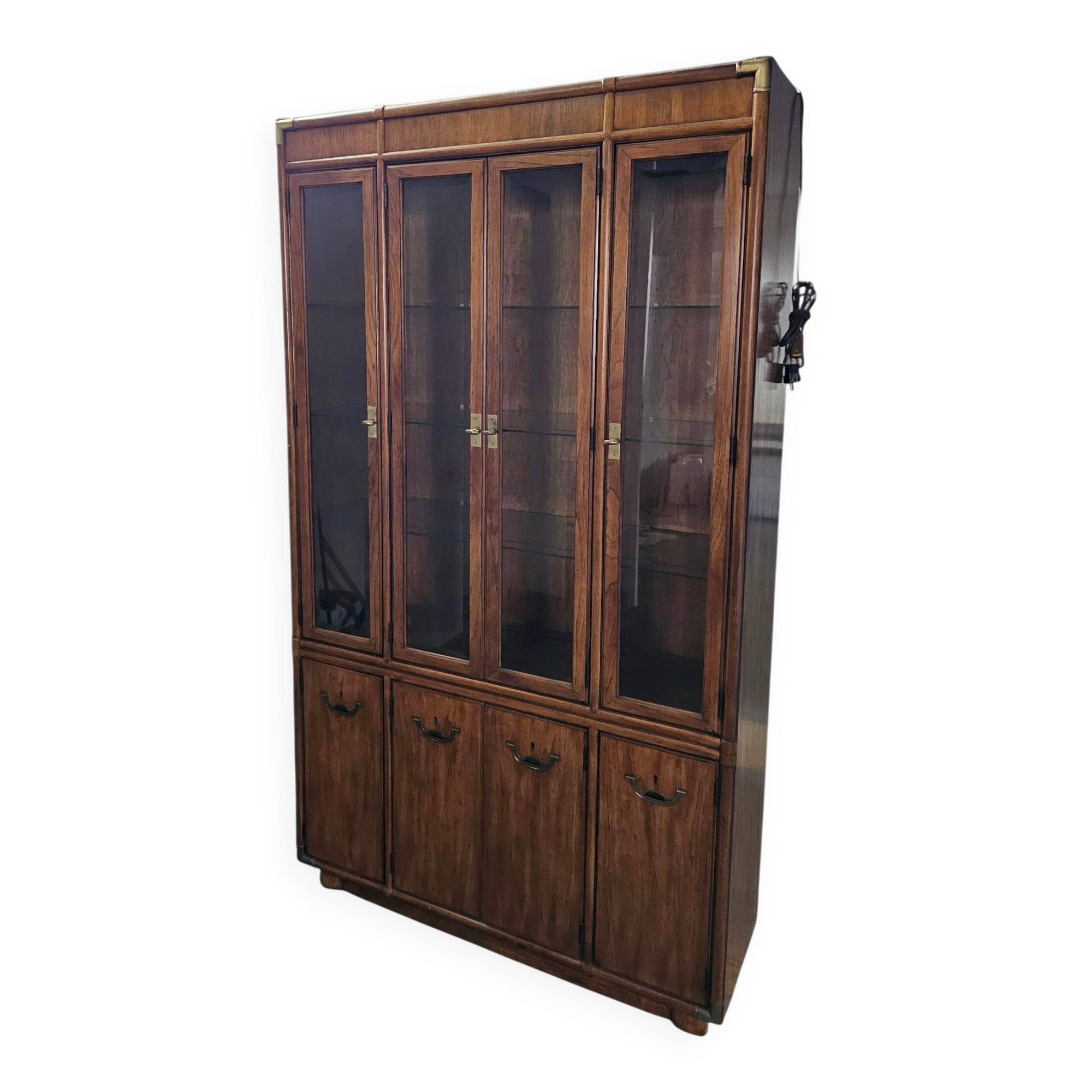 Late 20th Century Vintage Boho Drexel Campaign China Cabinet