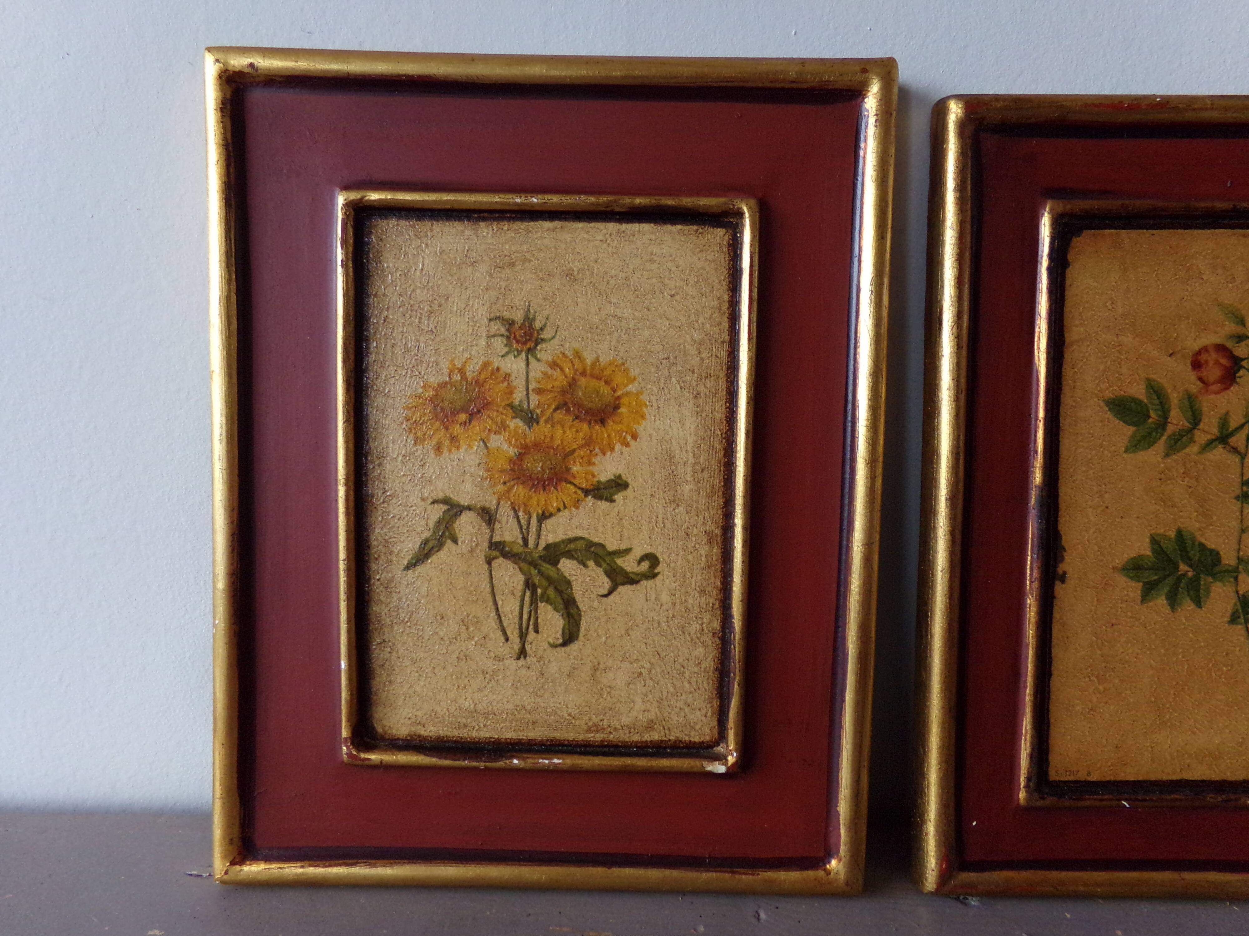 3 paintings with floral motifs