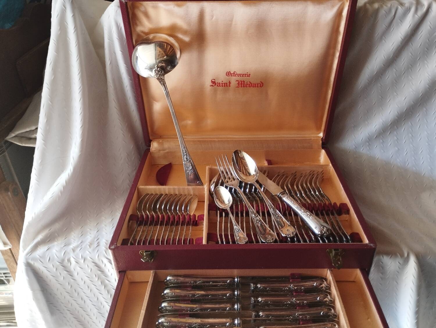 Cutlery set 49 pieces silver metal rocaille model St Médard