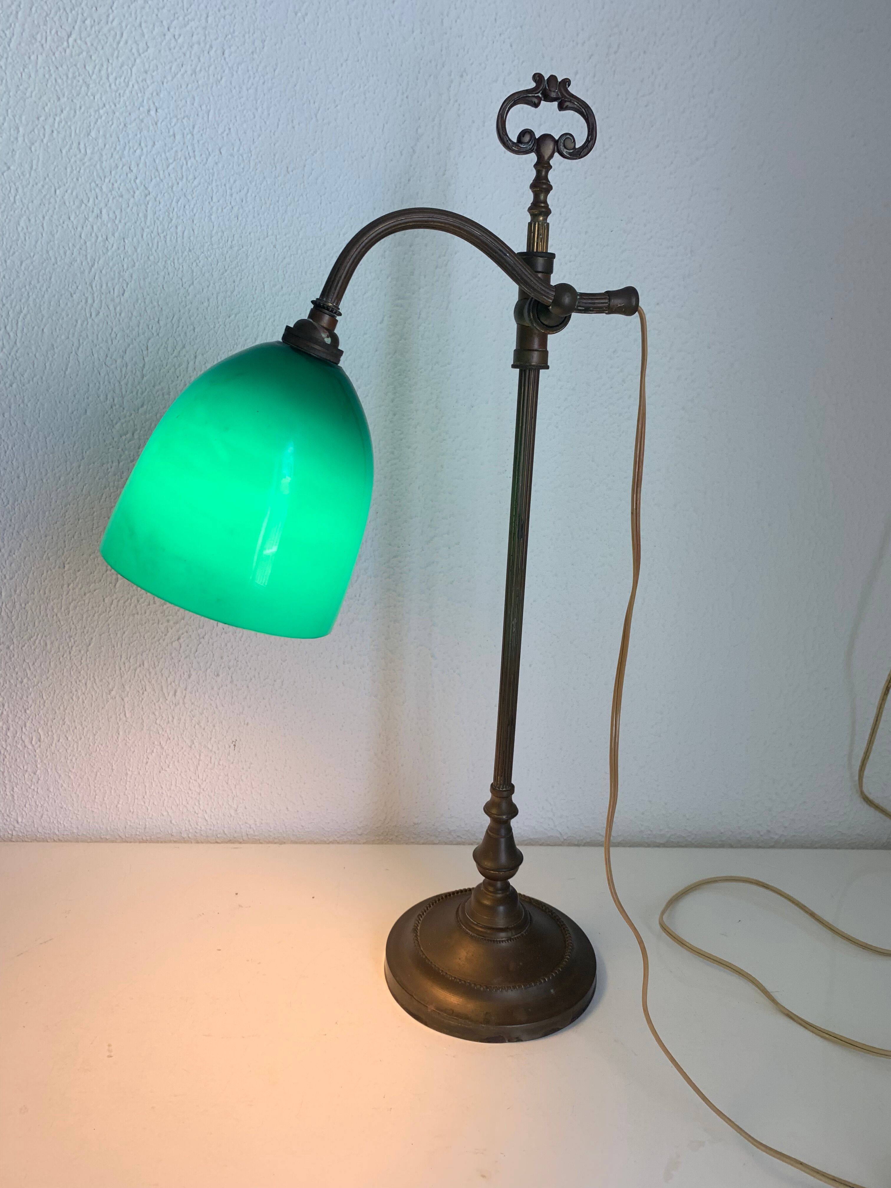 Vintage lamp 1900 celadon jeweler workshop brass - 56 cm