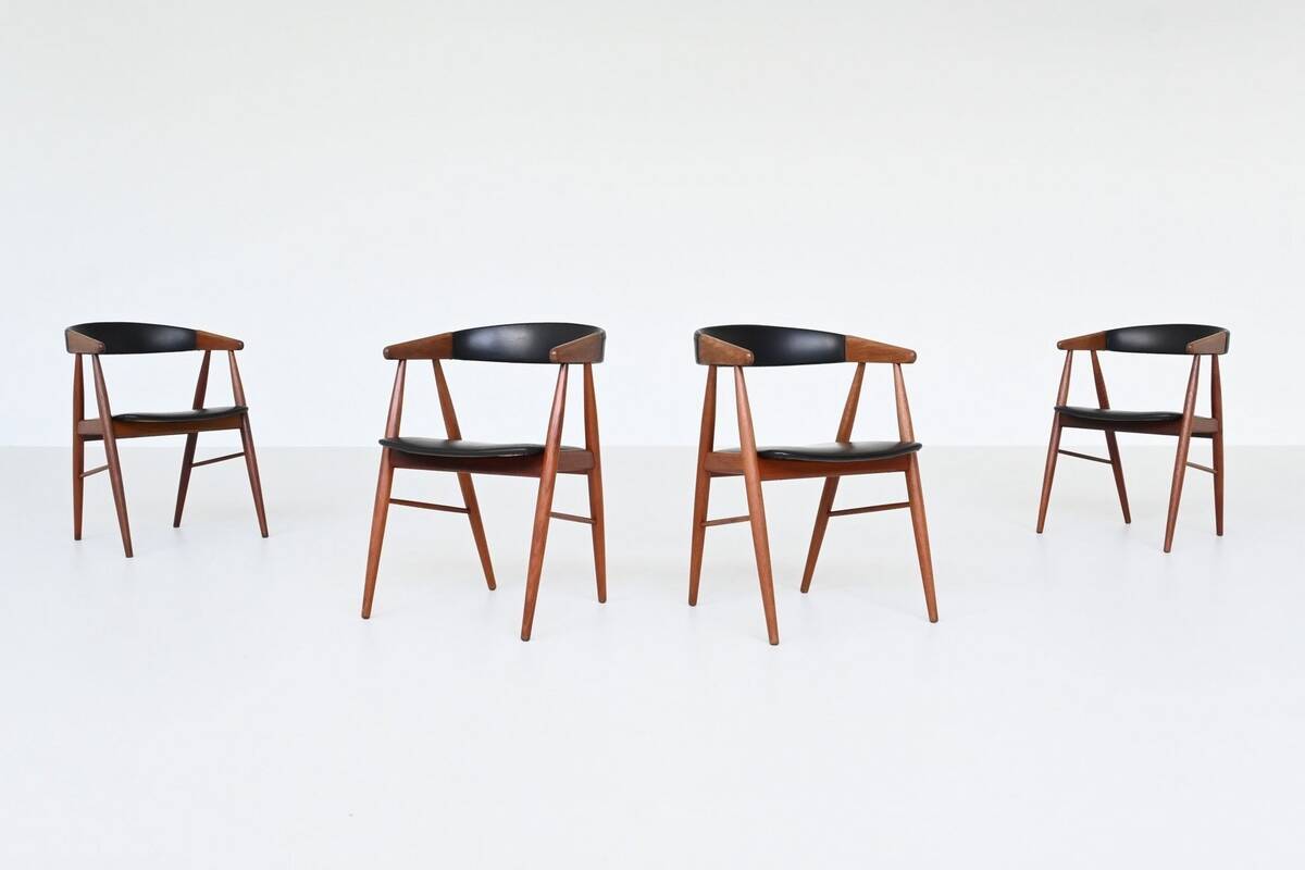 Teak chairs by Aksel Bender Madsen and Ejnar Larsen, Denmark 1960.