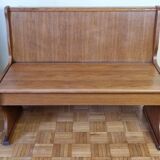 Vintage oak bench with storage box, two seats, 104 cm