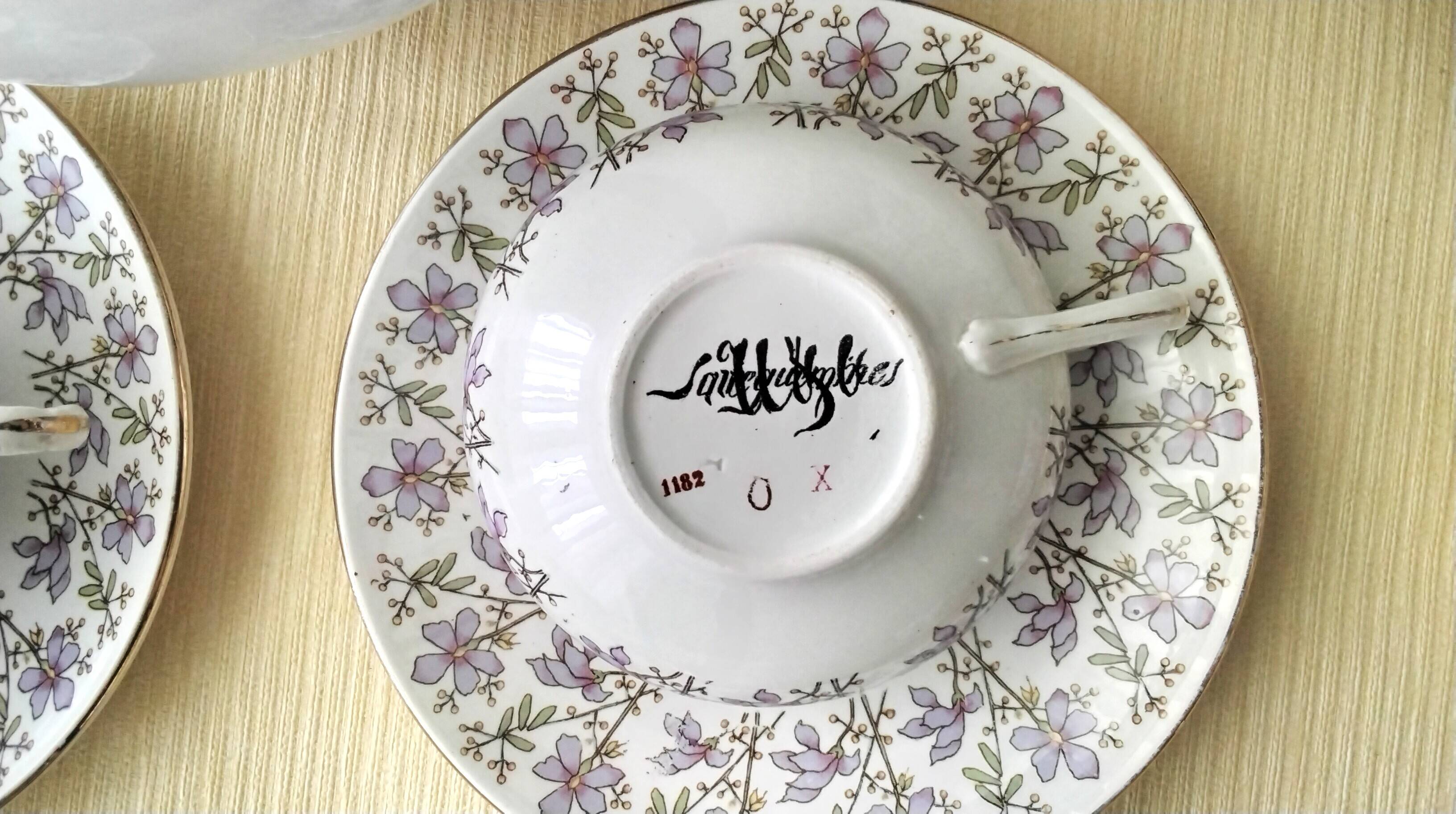 Antique tea service in Sarreguemines U&C earthenware.