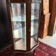 Antique English wooden display cabinet - Curved legs & 3 shelves