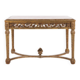 Antique salon table with marble top – detailed carvings – gilded wood – Louis XVI style – 1850s