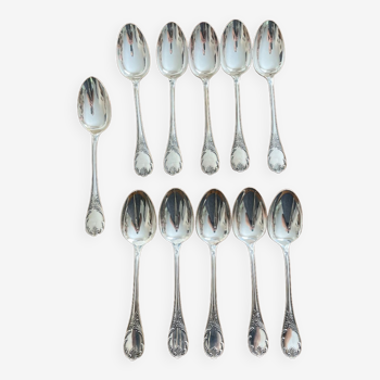 Dessert spoons Cristofle in silver metal, Marly model, 11 pieces