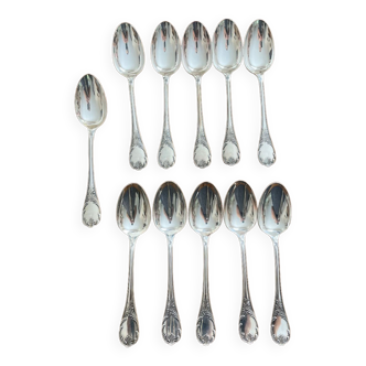 Dessert spoons Cristofle in silver metal, Marly model, 11 pieces