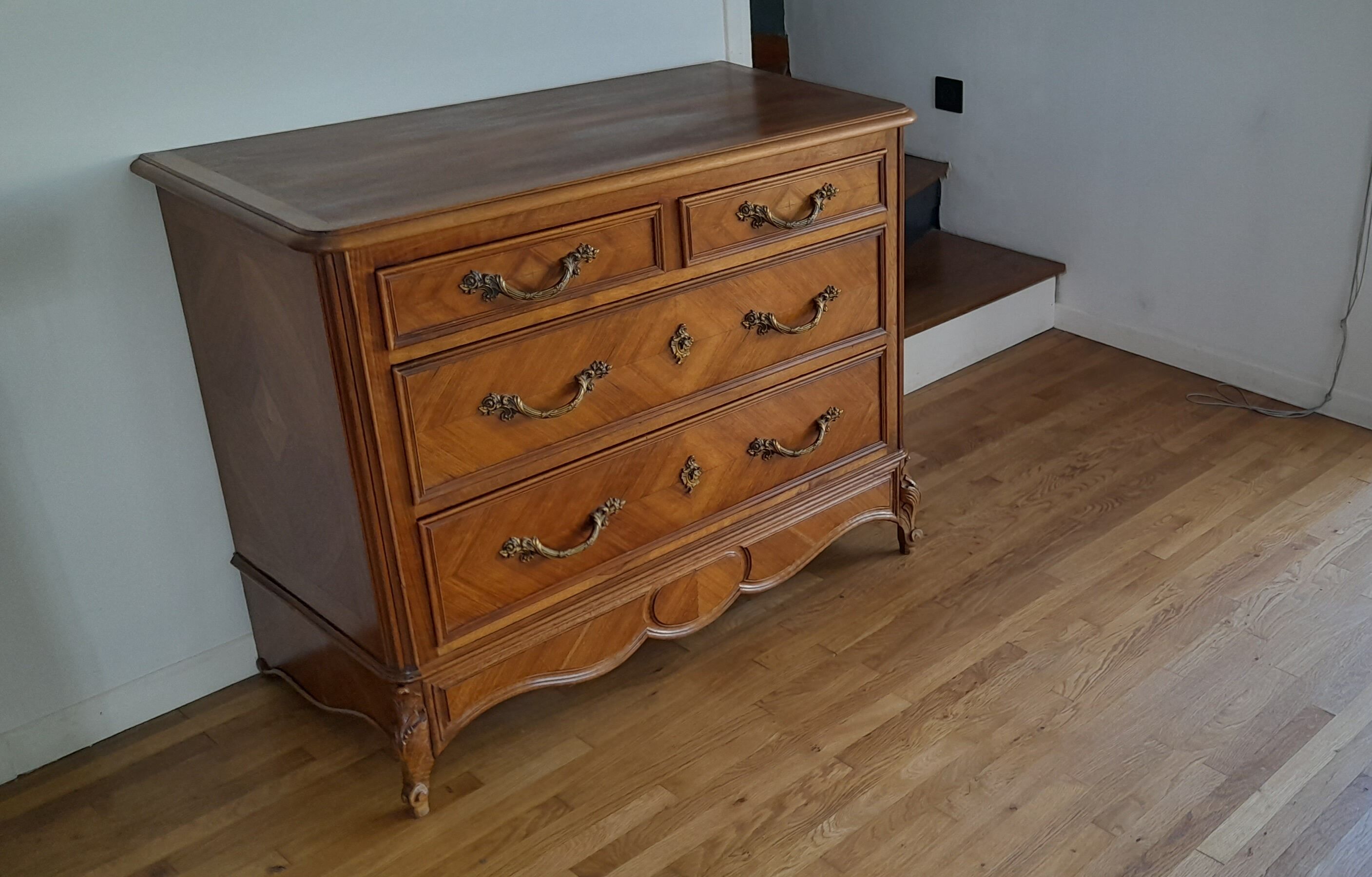 Louis XV style chest of drawers from the 50s