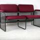 Black honeycomb steel sofa, burgundy fabrics, Italy, circa 1970