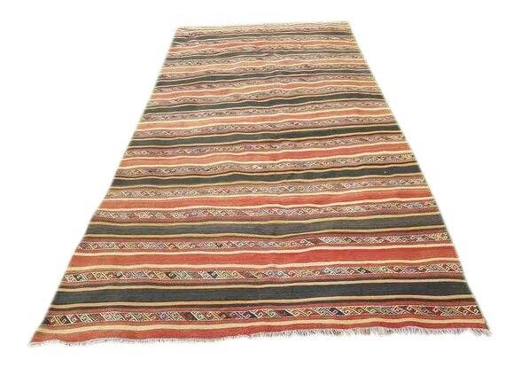 Vintage Turkish kilim handwoven 174x334 cm