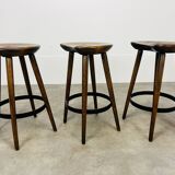3 brutalist bar stools in Scandinavian style from the 60s