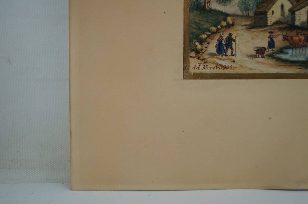 Ad. Moret "Antique Scene" Gouache watercolour signed and dated 1902
