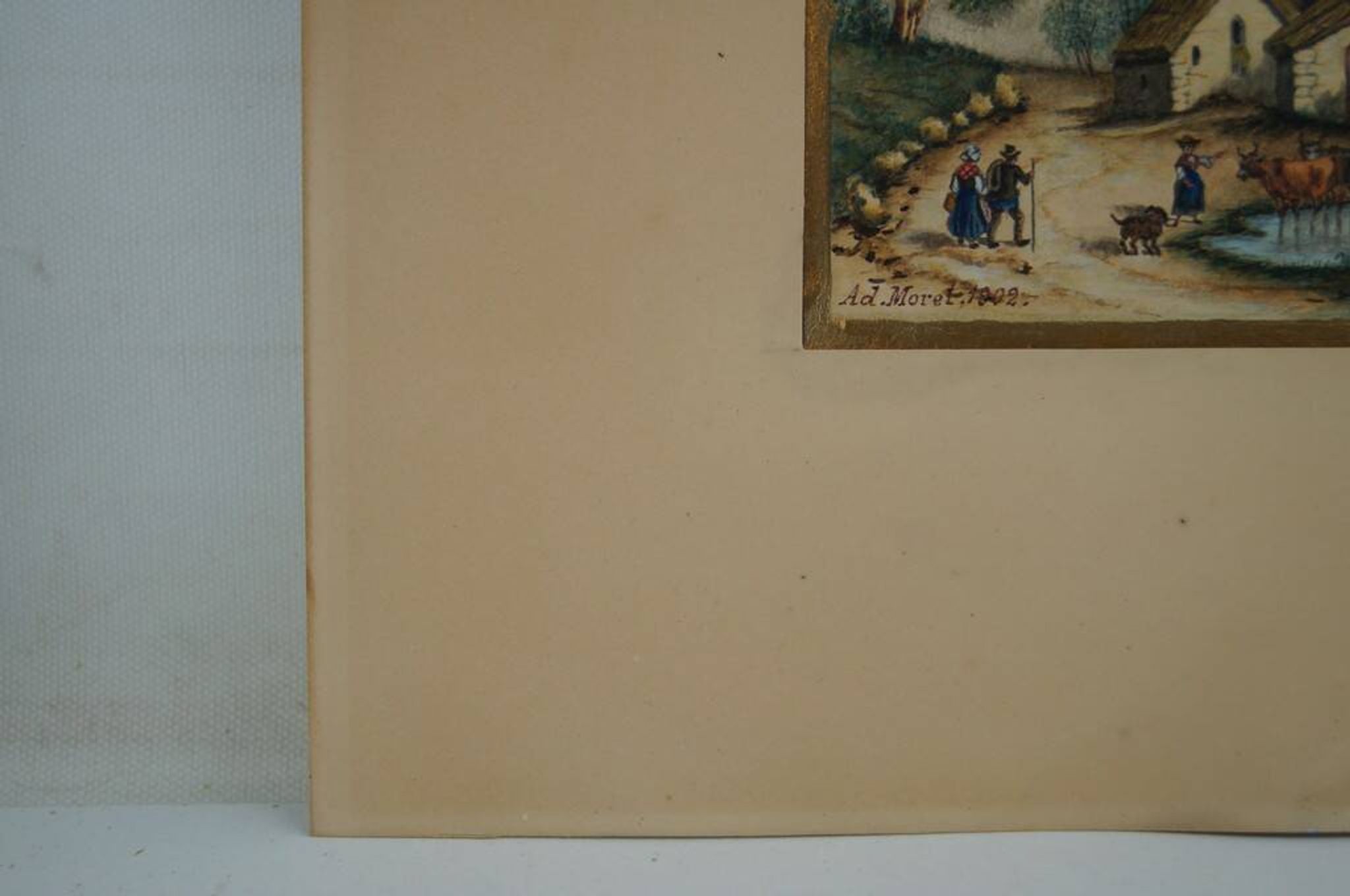 Ad. Moret "Antique Scene" Gouache watercolour signed and dated 1902