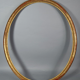 Oval beaded frame nineteenth century wood gilded stucco 69,7x59 foliage 64x54 cm SB