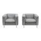 Pair of Cassina LC2 armchairs in grey leather.