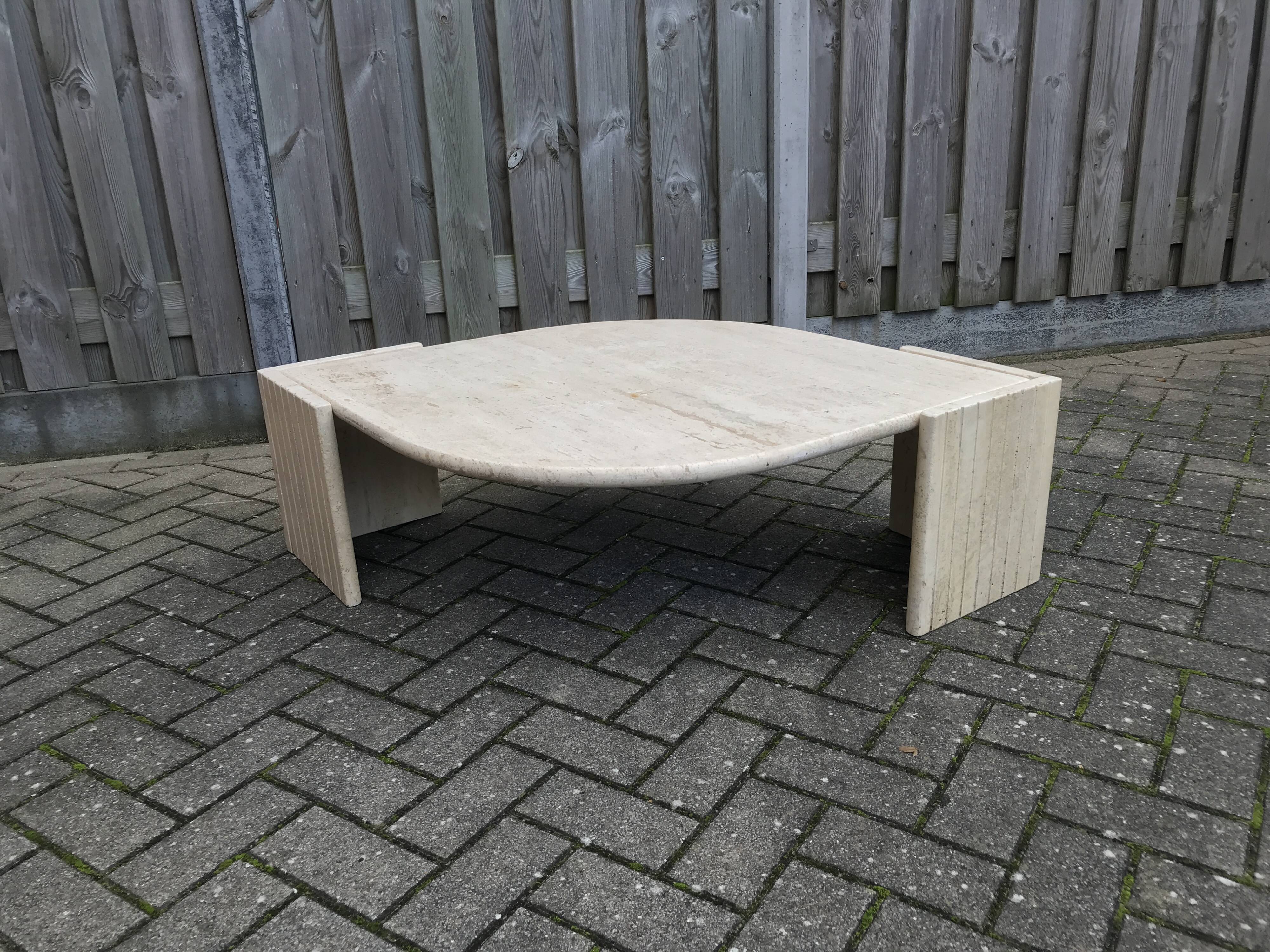 Beige marble coffee table by Roche Bobois, 1970s